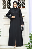 Boncuk İşlemeli Siyah Tesettür Abaya 520090S