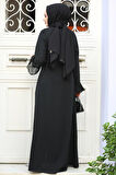 Boncuk İşlemeli Siyah Tesettür Abaya 520090S