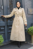 Kemerli Bej Tesettür Trençkot 61500BEJ