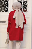 Fitilli Kırmızı Tesettür Triko Tunik 65903K