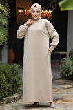Bej Sweat Tesettür Elbise 23641BEJ