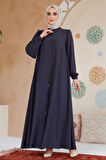 Düğmeli Füme Tesettür Abaya 45283FU