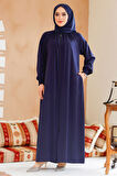 Fermuarlı Lacivert Tesettür Ferace 45293L