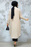 Düğmeli Bej Tesettür Tunik 10784BEJ