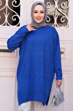 İndigo Mavisi Tesettür Triko  Kazak Tunik 17203IM