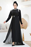 Boncuk İşlemeli Siyah Tesettür Abaya Takım 43201S