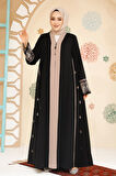 Fermuarlı Siyah Tesettür Abaya 41568S