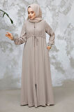 Fermuarlı Bej Tesettür Abaya 81291BEJ