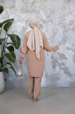 İnci İşlemeli Camel Tesettür İkili Takım 65883C