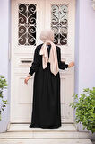 Kemerli Siyah Tesettür Elbise 23841S
