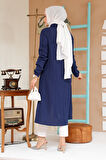 Düğmeli Lacivert Tesettür Tunik 70381L