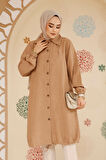Düğmeli Camel Tesettür Tunik 70881C