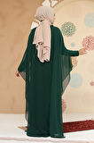 Panço Detaylı Yeşil Tesettür Abaya 25914Y