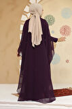 Panço Detaylı Koyu Mor Tesettür Abaya 25914KMOR