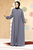 Fermuarlı Gri Tesettür Abaya 45295GR