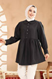 Bebe Yaka Siyah Tesettür Tunik 40691S