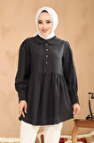 Bebe Yaka Siyah Tesettür Tunik 40691S