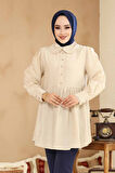 Bebe Yaka Bej Tesettür Tunik 40691BEJ
