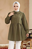 Bebe Yaka Haki Tesettür Tunik 40691HK