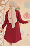 Düğmeli Bordo Tesettür Tunik 11734BR