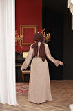Nakış işlemeli Bej Tesettür Abaya 29114BEJ