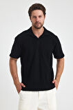 Erkek Jakarlı Baklava Desenli %100 Pamuk Polo yaka T-Shirt