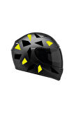 Kare Siyah Neon Sarı Kamuflaj Kask Sticker Modeli 2