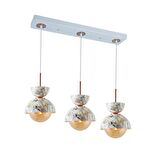 TT007-3S MBY TT Aydınlatma Mermer Desen 3 lü Sıralı Beyaz Lüks Avize