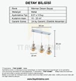 TT007-3S MBY TT Aydınlatma Mermer Desen 3 lü Sıralı Beyaz Lüks Avize