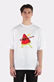 Unisex Beyaz Oversize T-shirt Cool Cute Watermelon Dabbing Funny Summer Vibes