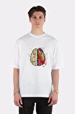 Unisex Beyaz Oversize T-shirt Creative Logical Brain
