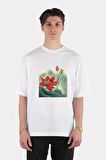 Unisex Beyaz Oversize T-shirt Lotus' Rising Out Of Water