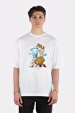 Unisex Beyaz Oversize T-shirt Milk Tea And Cookie