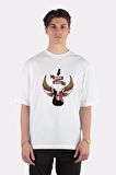 Beyaz Oversize T-shirt Rock And Roll - Retro Electric Guitar