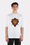 Unisex Beyaz Oversize T-shirt Tiger