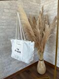 TOTE BAG NAKIŞLI ÇITÇITLI EL VE PLAJ ÇANTASI LAPTOP KİTAP HAVLU SIĞACAK BOYUTTADIR.