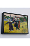 Ahşap Çerçeveli Paul Gauguin Bretonlu Kızlar Dans Tablosu
