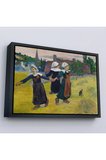 Ahşap Çerçeveli Paul Gauguin Bretonlu Kızlar Dans Tablosu