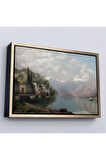 Ahşap Çerçeveli Robert Schultze' Komo Gölü Tablosu - Bellagio By Lake Como-7018