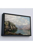 Ahşap Çerçeveli Robert Schultze' Komo Gölü Tablosu - Bellagio By Lake Como-7018