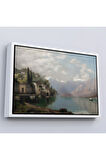 Ahşap Çerçeveli Robert Schultze' Komo Gölü Tablosu - Bellagio By Lake Como-7018