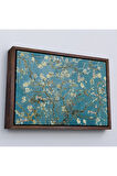 Ahşap Çerçeveli Vincent Van Gogh - Çiçek Açan Badem Ağacı Tablosu-7050