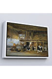 Ahşap Çerçeveli Jan Van Ravenswaay - Ahırdaki Hollanda İnekleri Tablo-7064