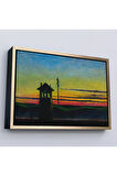 Ahşap Çerçeveli Edward Hopper - Demiryolunda Gün Batımı Tablo - Railroad Sunset-7113