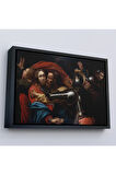 Ahşap Çerçeveli Caravaggio -İsanın İnişi Tablo - The Taking Of Christ-7146
