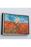 Ahşap Çerçeveli Vincent Willem Van Gogh - Kargalarla Buğday Tarlası Tablo-7152
