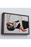 Ahşap Çerçeveli Uzun Bacaklı Kadının Altındaki Adam Tablosu-7199