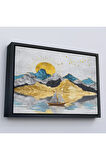Ahşap Çerçeveli Altın Güneş Manzarası Tablosu-7222