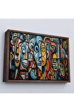 Ahşap Çerçeveli Kübizm Grafiti Tablosu-7227