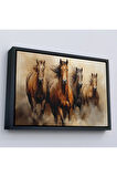 Ahşap Çerçeveli Koşan Atlar Tablosu-7244